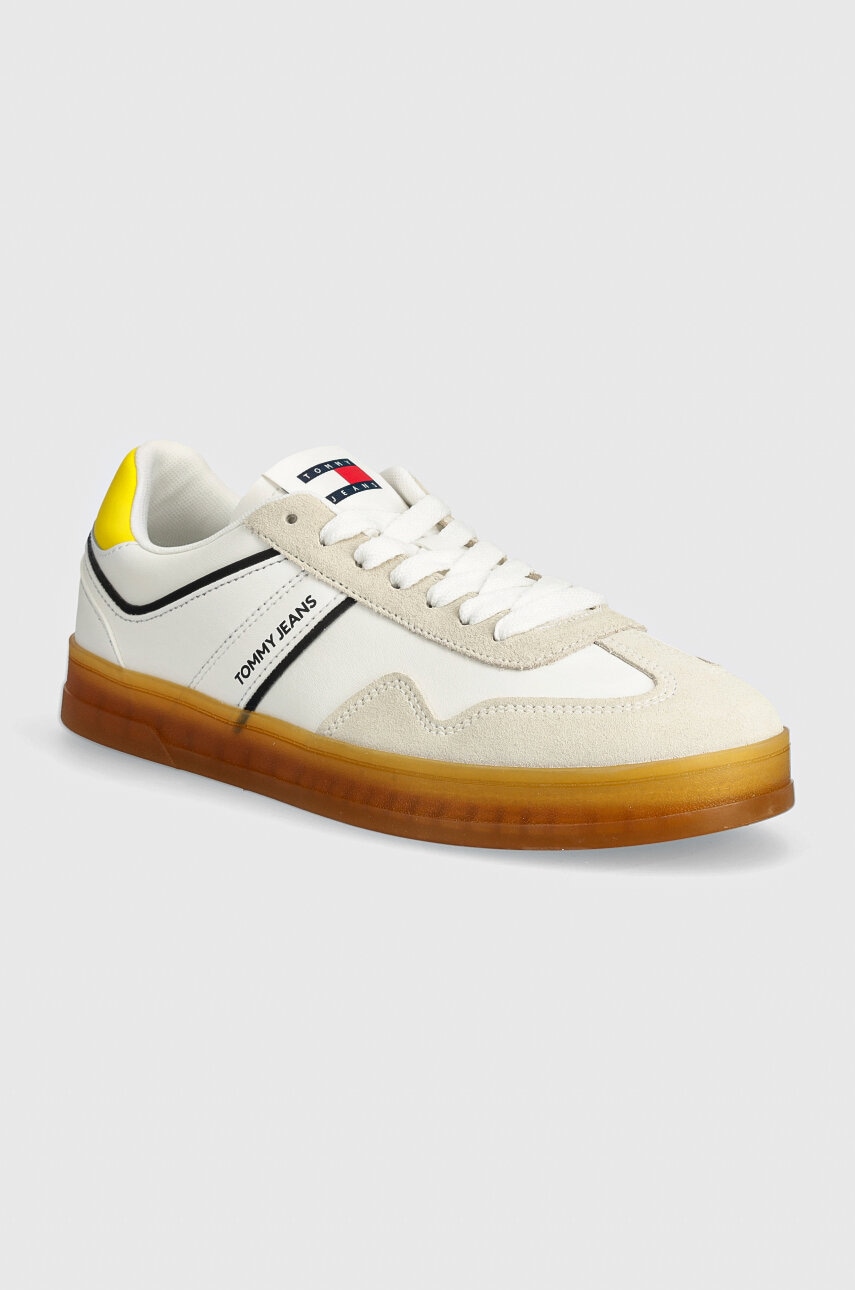 Tommy Jeans sneakers TJM LEATHER RETRO CUPSOLE culoarea alb, EM0EM01414