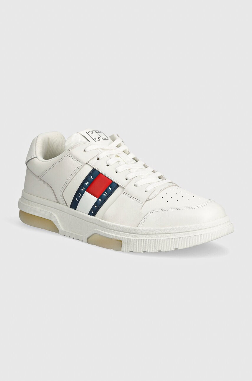 Tommy Jeans sneakers din piele THE BROOKLYN LEATHER culoarea alb, EM0EM01429