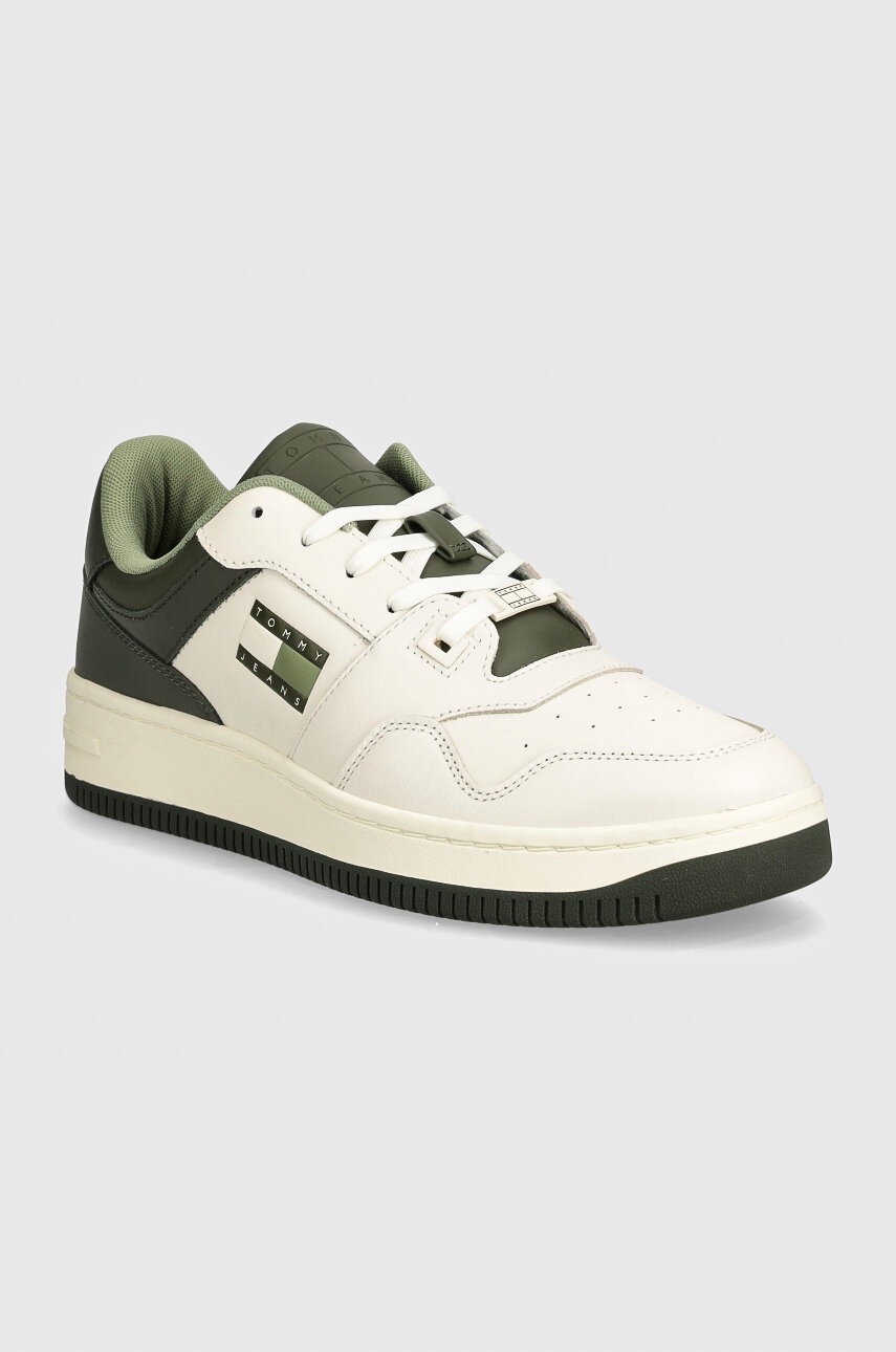 Tommy Jeans sneakers TJM BASKET LEATHER culoarea verde, EM0EM01434
