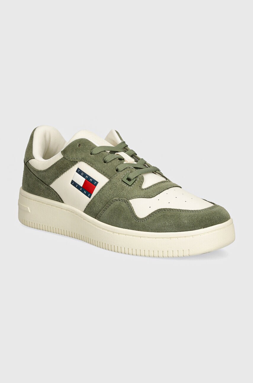 Tommy Jeans sneakers TJM BASKET LEATHER culoarea verde, EM0EM01440