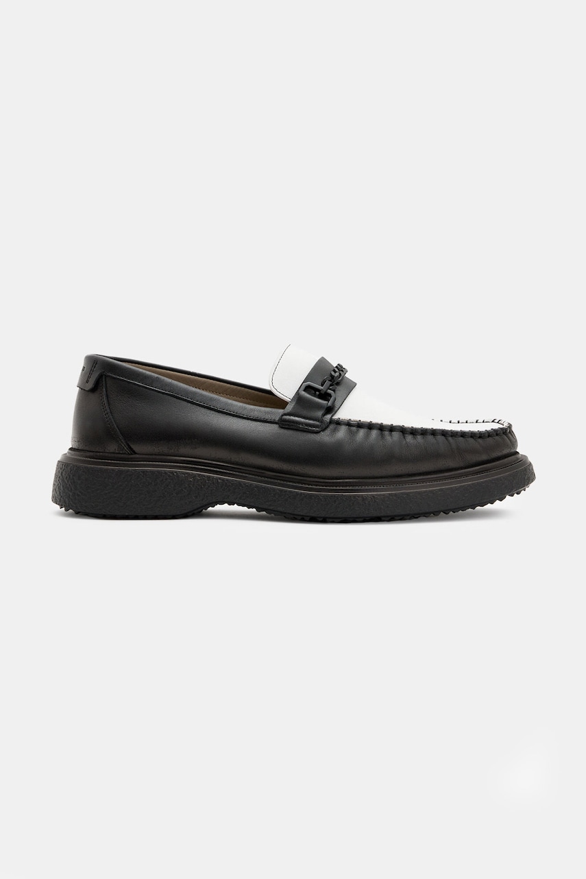 AllSaints mocasini de piele Gibbs Chain Loafer barbati, culoarea negru, M011FB AllSaints mocasini de piele Gibbs Chain Loafer barbati, culoarea negru, M011FB