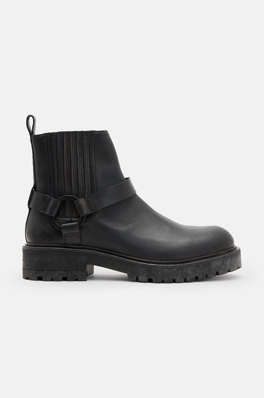 AllSaints ghete de piele Hank Biker Boot barbati, culoarea negru, M017FB
