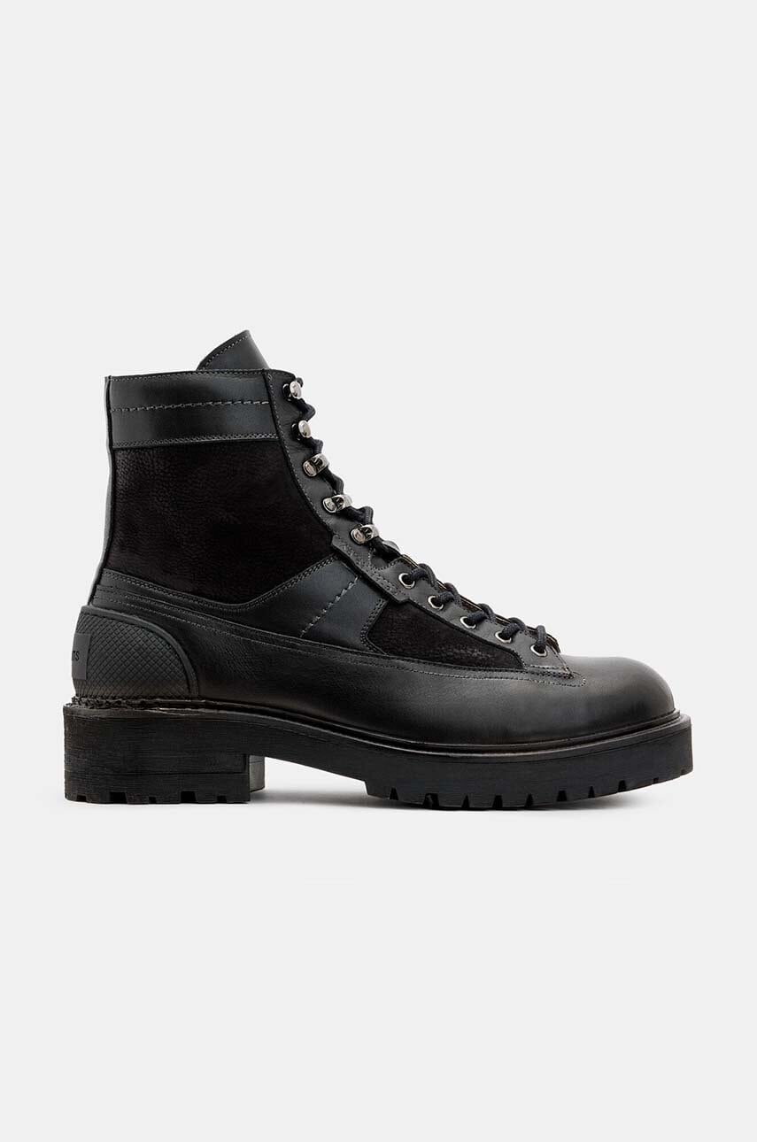 AllSaints ghete de piele Hank barbati, culoarea negru, M018FB