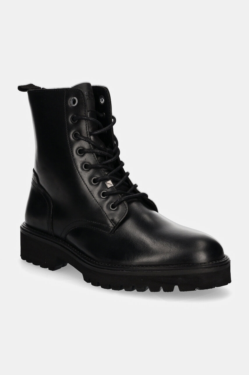 Pepe Jeans ghete de piele PMS50254 barbati, culoarea negru, DURHAM COMBAT