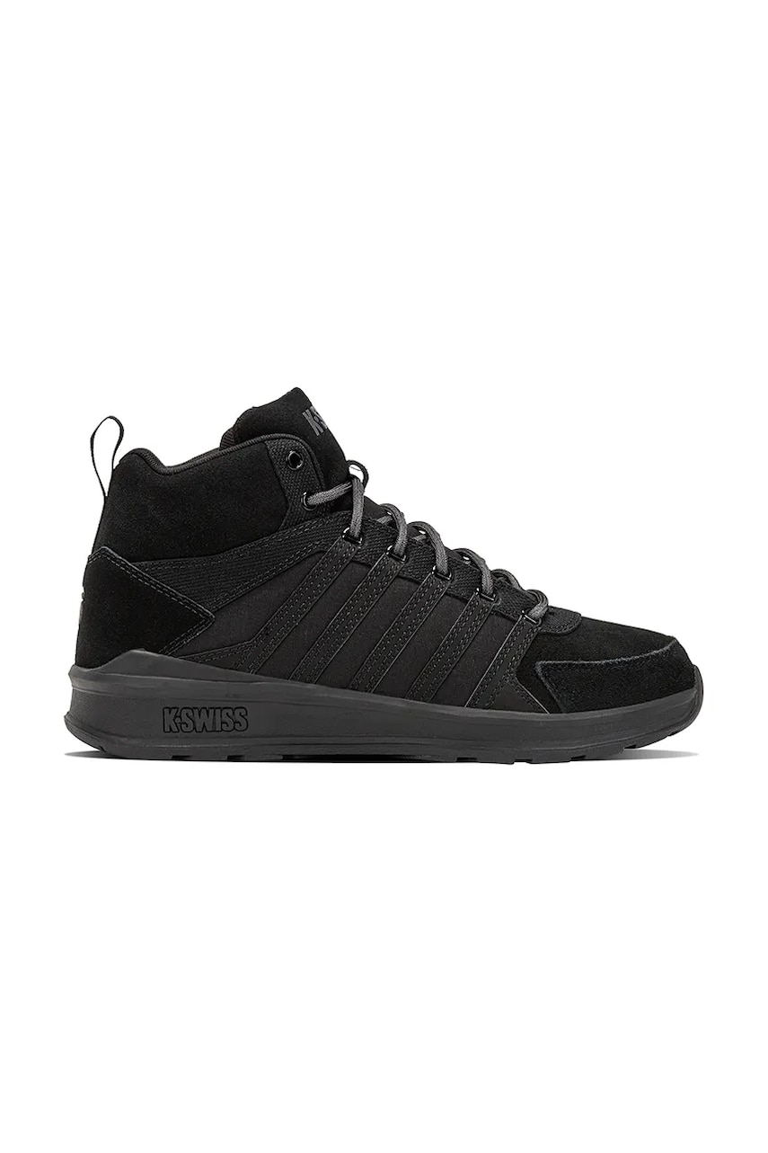 Levně Kožené sneakers boty K-Swiss VISTA TRAINER MID WNT černá barva, 07145.010.M