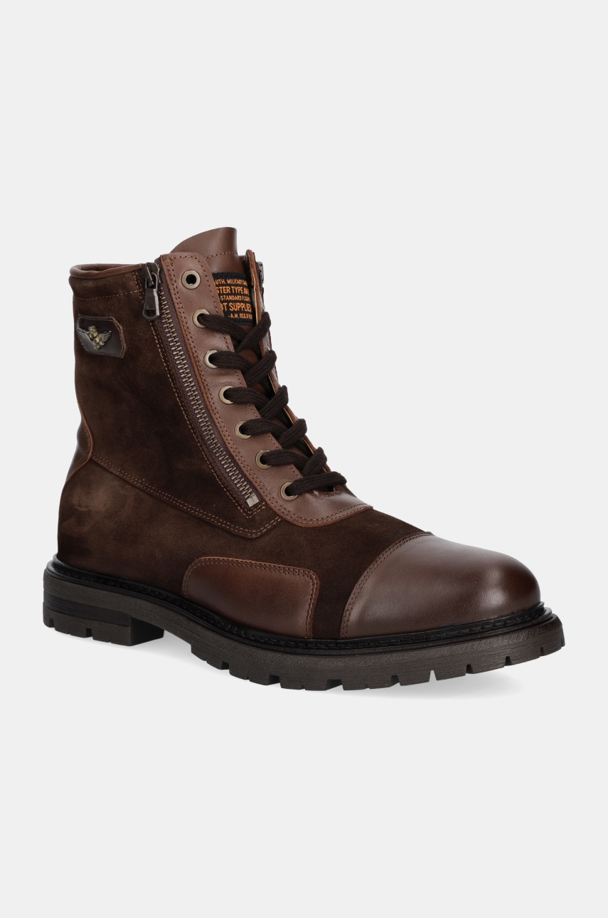 Aeronautica Militare pantofi de piele intoarsa barbati, culoarea maro, SC252PL202 Aeronautica Militare pantofi de piele intoarsa barbati, culoarea maro, SC252PL202