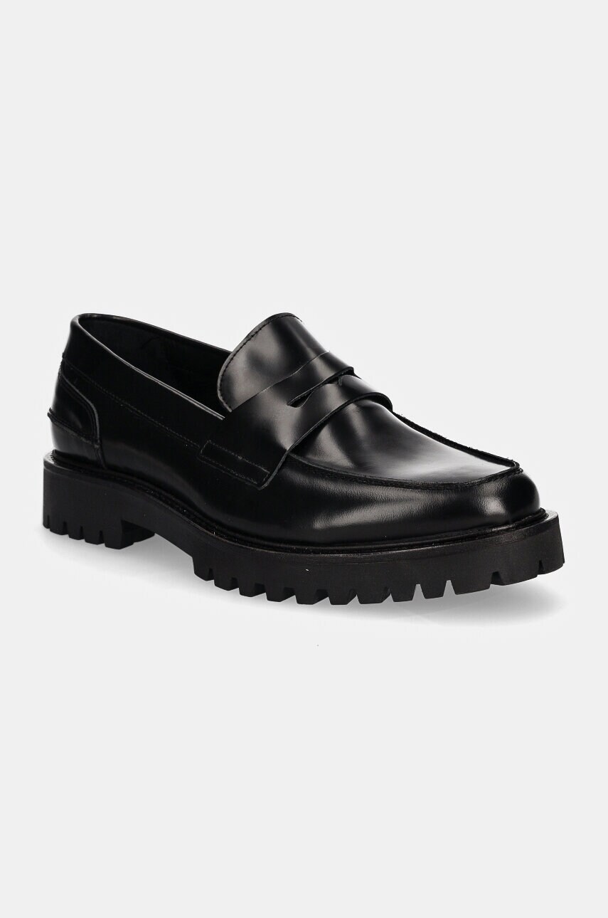 Kožne mokasinke GARMENT PROJECT Aaron Penny Loafer za muškarce, boja: crna, GPF2588