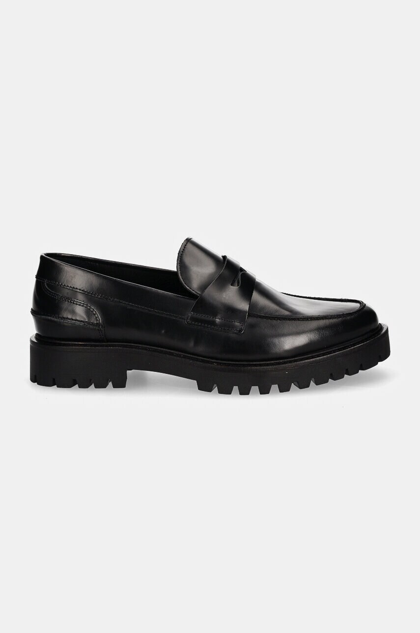 Kožne mokasinke GARMENT PROJECT Aaron Penny Loafer za muškarce, boja: crna, GPF2588