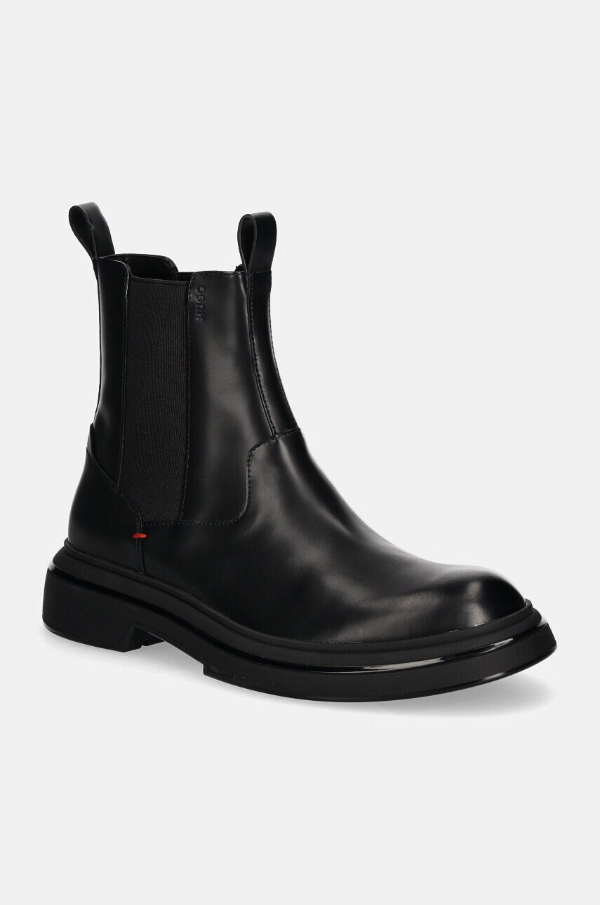 HUGO ghete chelsea de piele Rikky barbati, culoarea negru, 50522983