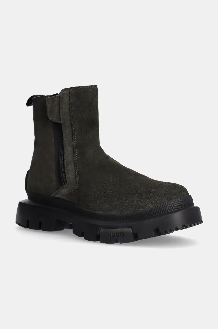 HUGO cizme din piele intoarsa Fabyan barbati, culoarea verde, 50528983