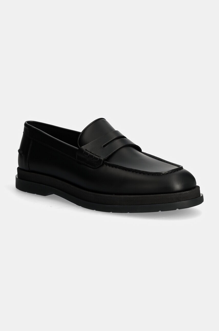 HUGO mocasini de piele Chaol barbati, culoarea negru, 50529022