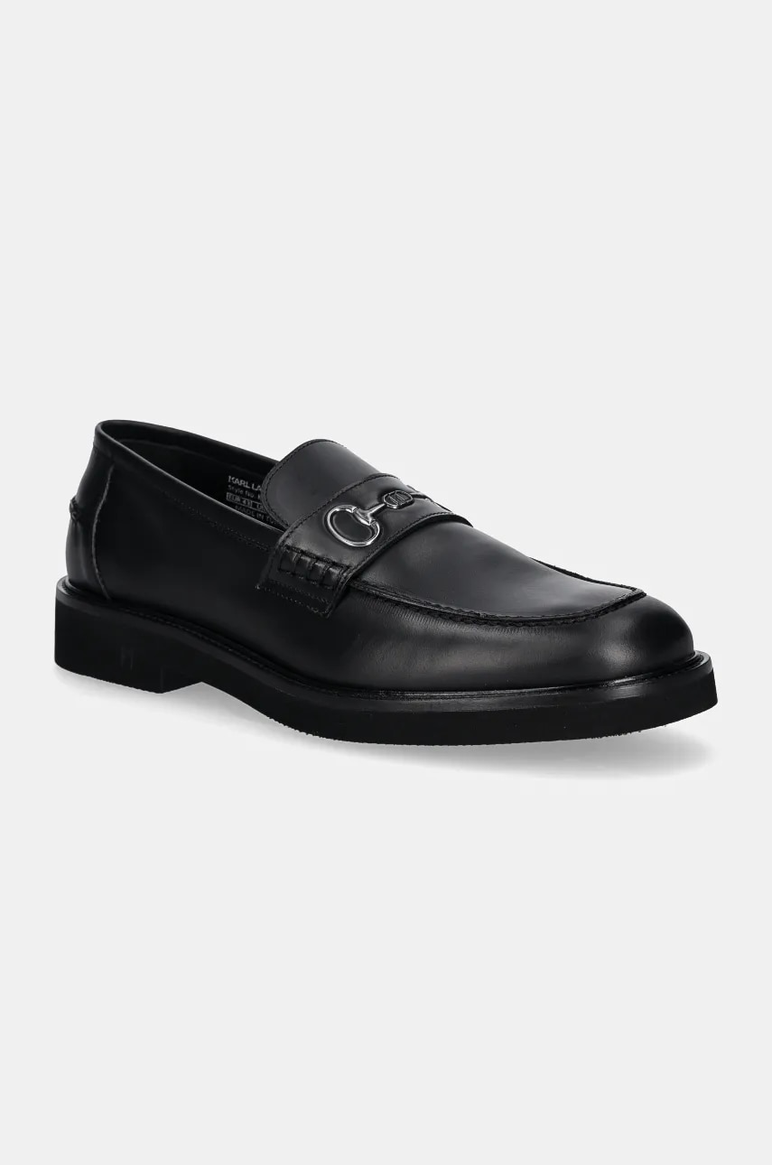 Karl Lagerfeld mocasini de piele NEIL barbati, culoarea negru, KL16114