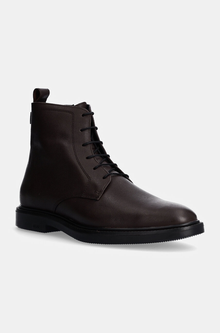 BOSS pantofi inalti de piele Larry barbati, culoarea maro, 50529154 BOSS pantofi inalti de piele Larry barbati, culoarea maro, 50529154