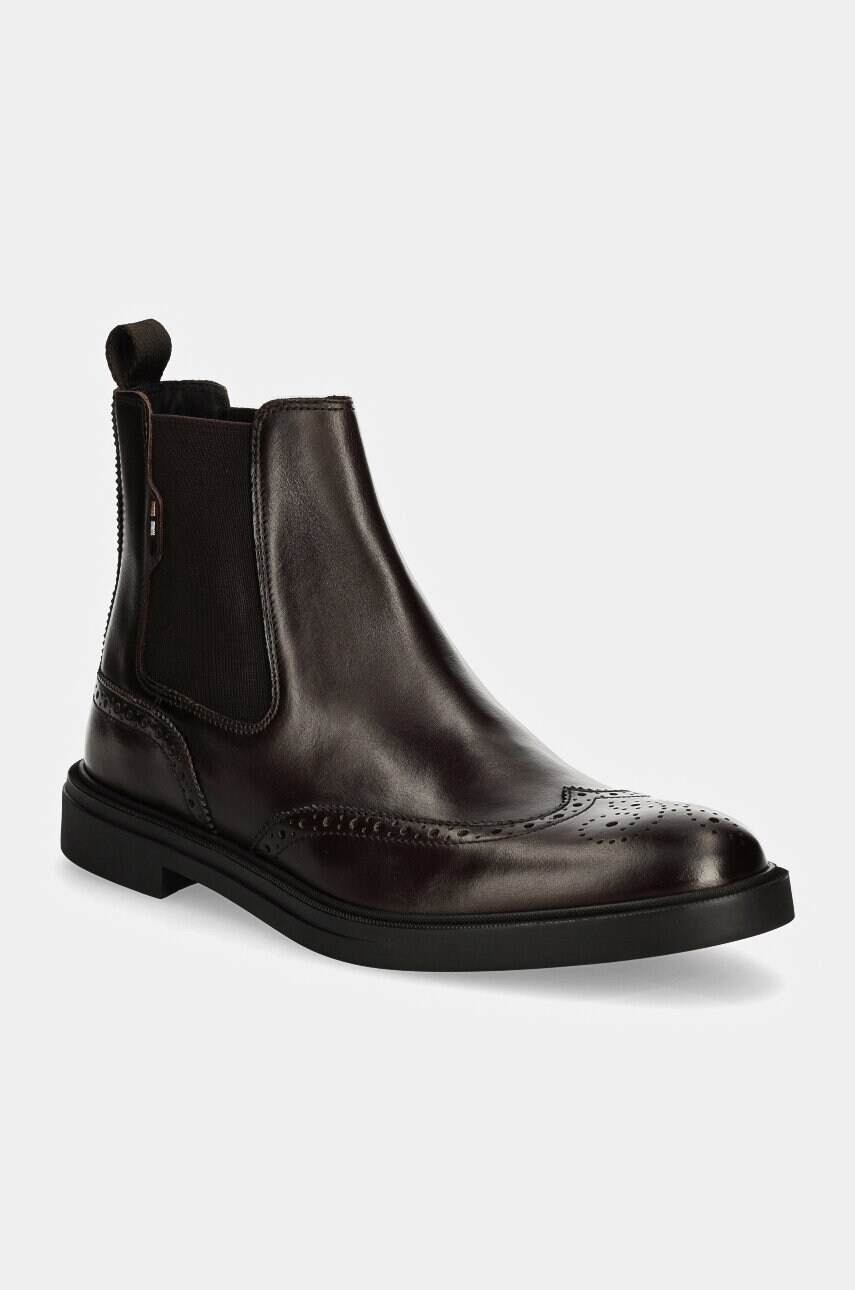 BOSS ghete de piele Calev barbati, culoarea maro, 50529227