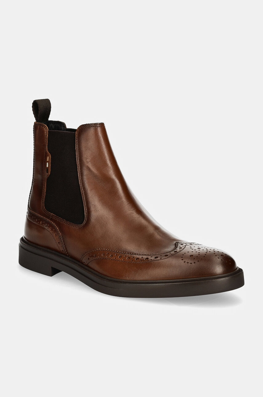BOSS ghete chelsea de piele Calev barbati, culoarea maro, 50529227 BOSS ghete chelsea de piele Calev barbati, culoarea maro, 50529227