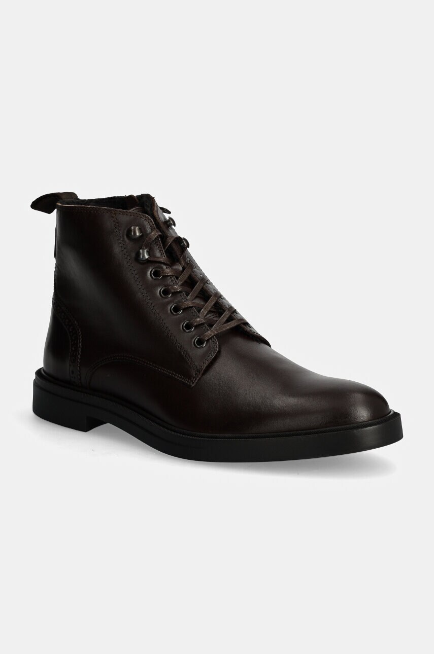 BOSS pantofi inalti de piele Calev barbati, culoarea maro, 50529253