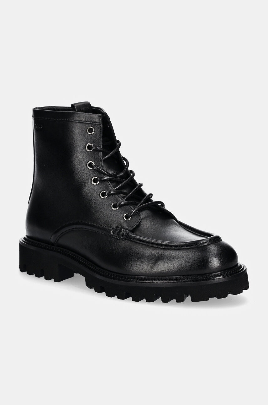 BOSS bocanci de piele Julyo barbati, culoarea negru, 50529268 BOSS bocanci de piele Julyo barbati, culoarea negru, 50529268