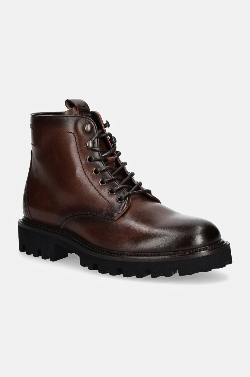 BOSS pantofi inalti de piele Julyo barbati, culoarea maro, 50529274