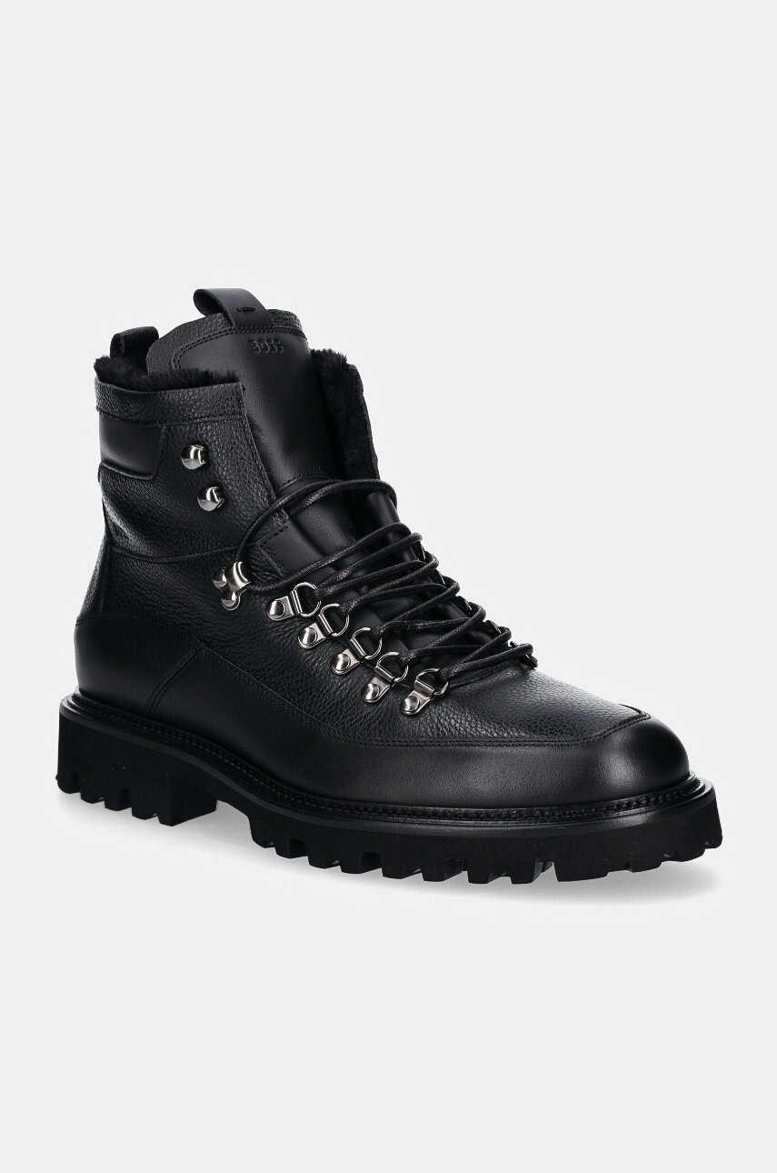 BOSS bocanci de piele Julyo barbati, culoarea negru, 50529275 BOSS bocanci de piele Julyo barbati, culoarea negru, 50529275