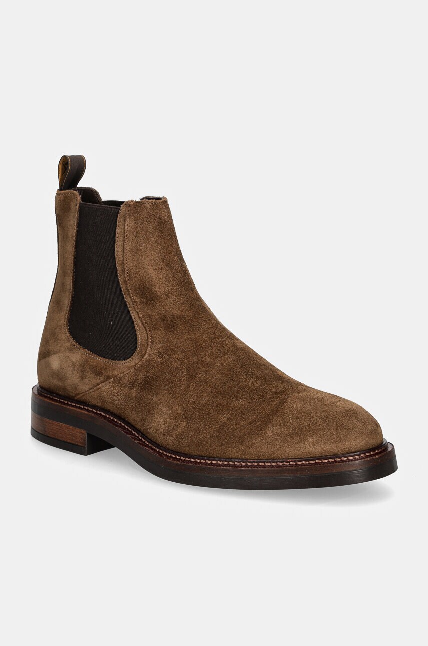 Hackett London botine din piele intoarsa EGMONT MASTER barbati, culoarea maro, HMS21409