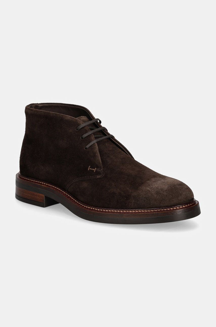 Hackett London pantofi de piele intoarsa EGMONT SAFARI barbati, culoarea maro, HMS21412