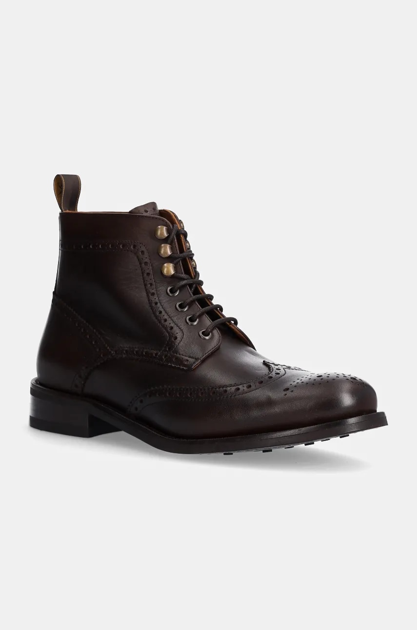 Hackett London ghete de piele JAME BROGUEBOOT barbati, culoarea maro, HMS21425