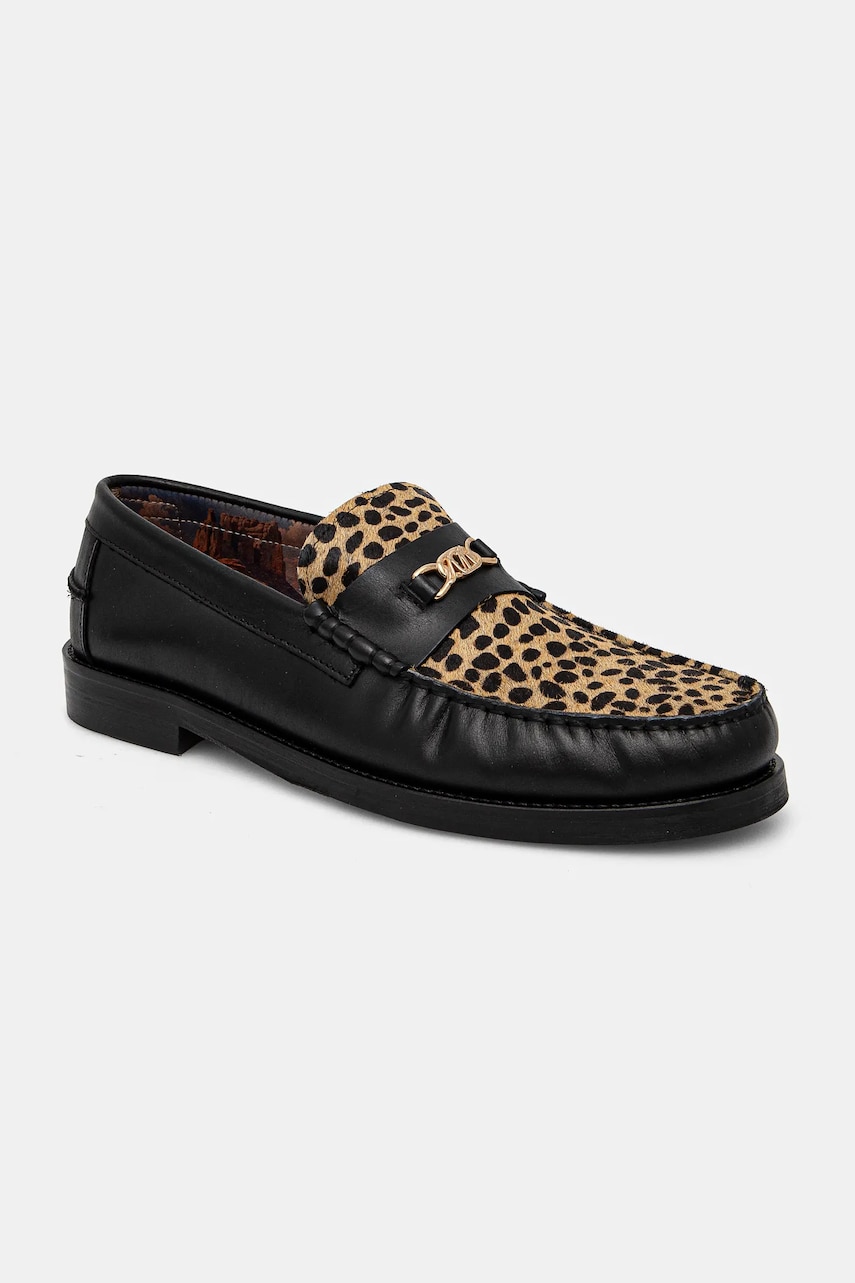 Naked Wolfe mocasini de piele Roma barbati, culoarea negru, Roma Leopard Hair Naked Wolfe mocasini de piele Roma barbati, culoarea negru, Roma Leopard Hair