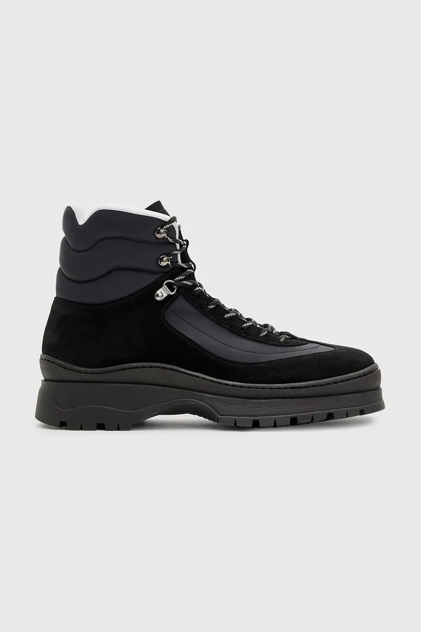 AllSaints pantofi înalți Lucas Suede Hiker bărbați, culoarea negru, M023FB AllSaints pantofi înalți Lucas Suede Hiker bărbați, culoarea negru, M023FB