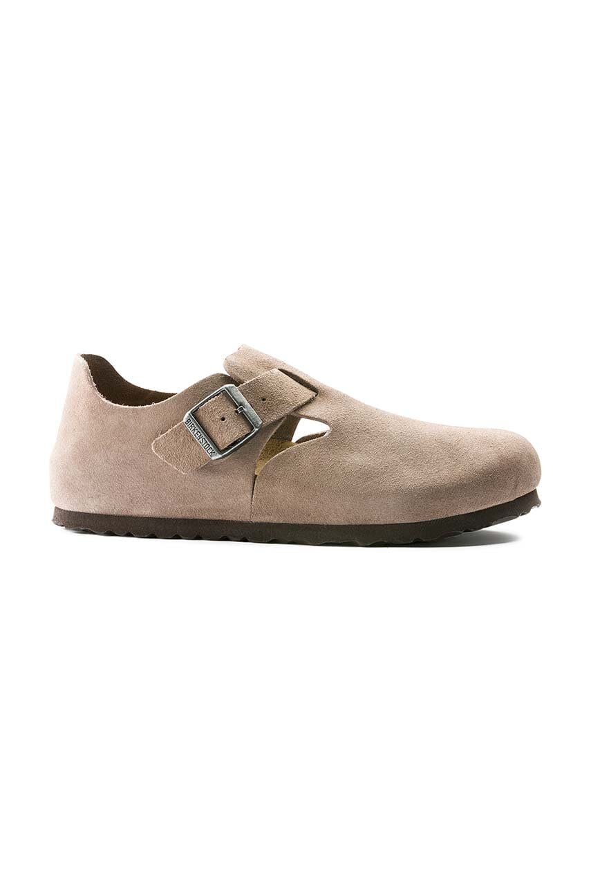 Birkenstock pantofi de piele intoarsa London culoarea bej, 1010504