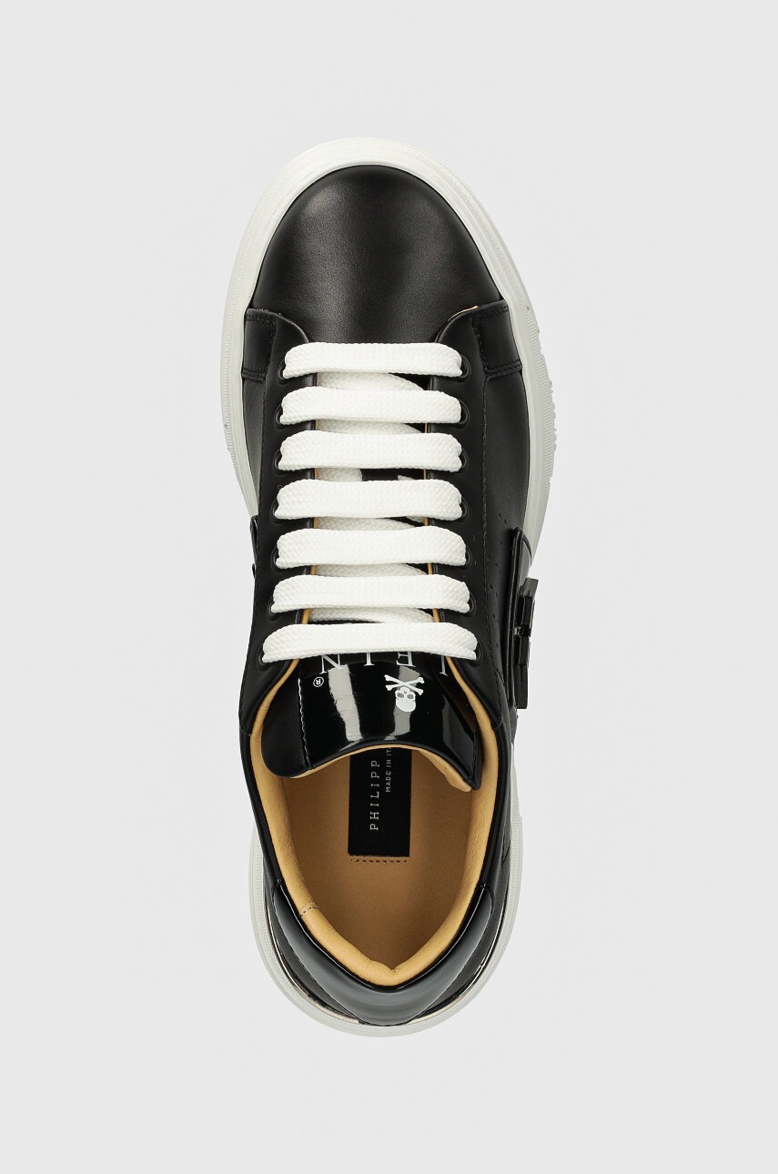 Δερμάτινα αθλητικά παπούτσια Philipp Plein Hexagon Phantom Kicks χρώμα: μαύρο, USC0565 PLE025N 02 φωτογραφία