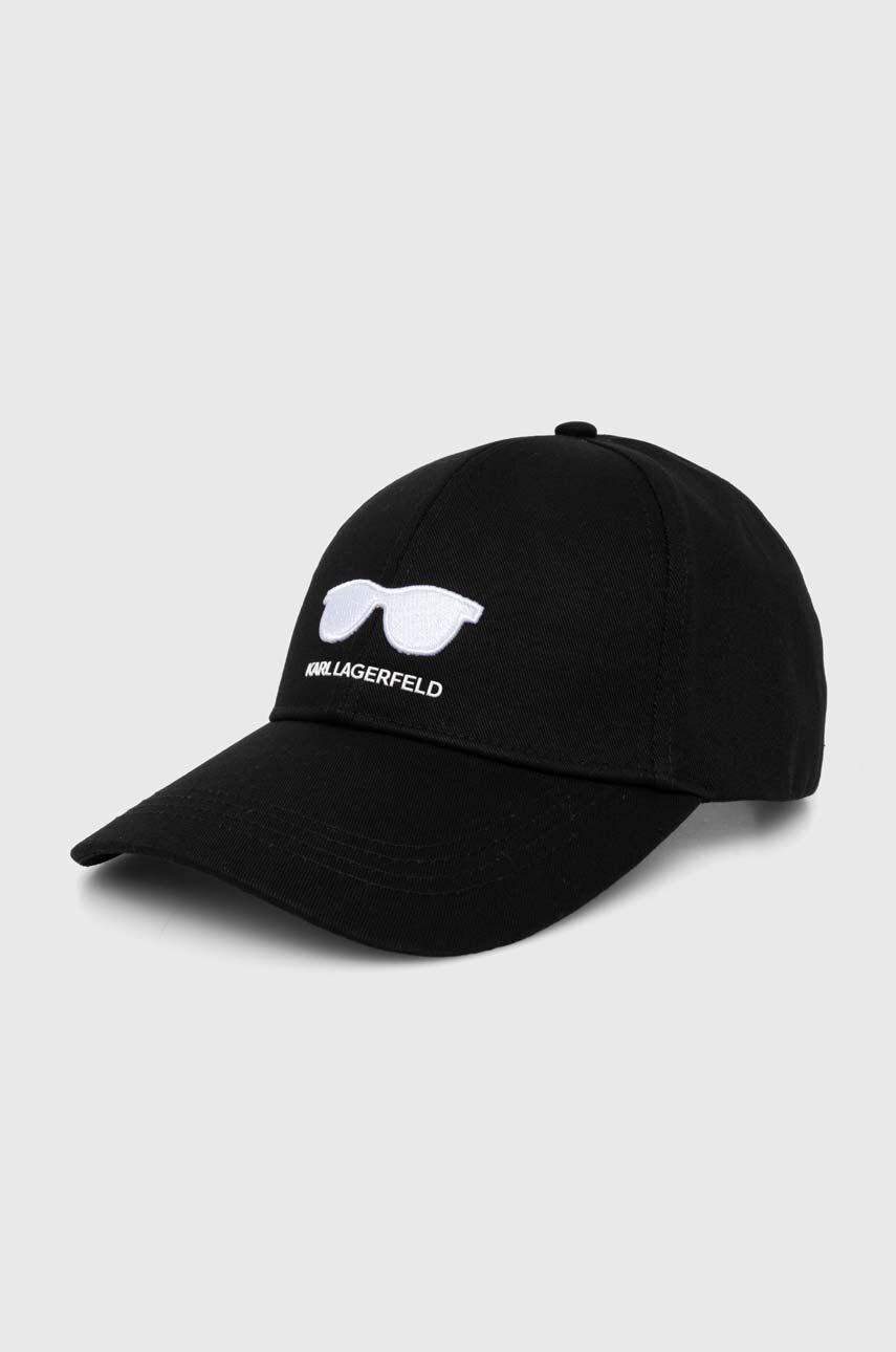 Karl Lagerfeld șapcă de baseball din bumbac culoarea negru, cu imprimeu, 245W3418