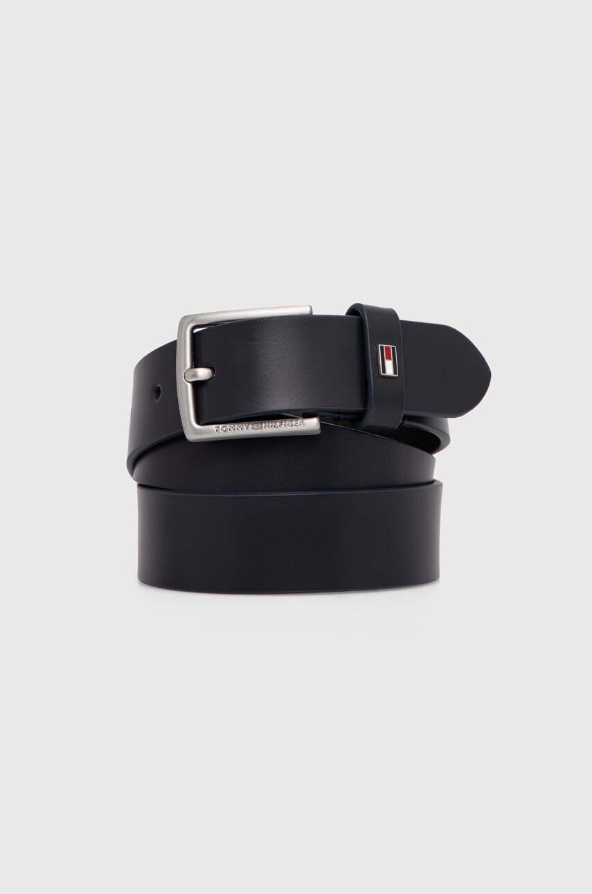 Levně Dětský kožený pásek Tommy Hilfiger tmavomodrá barva, AU0AU01920