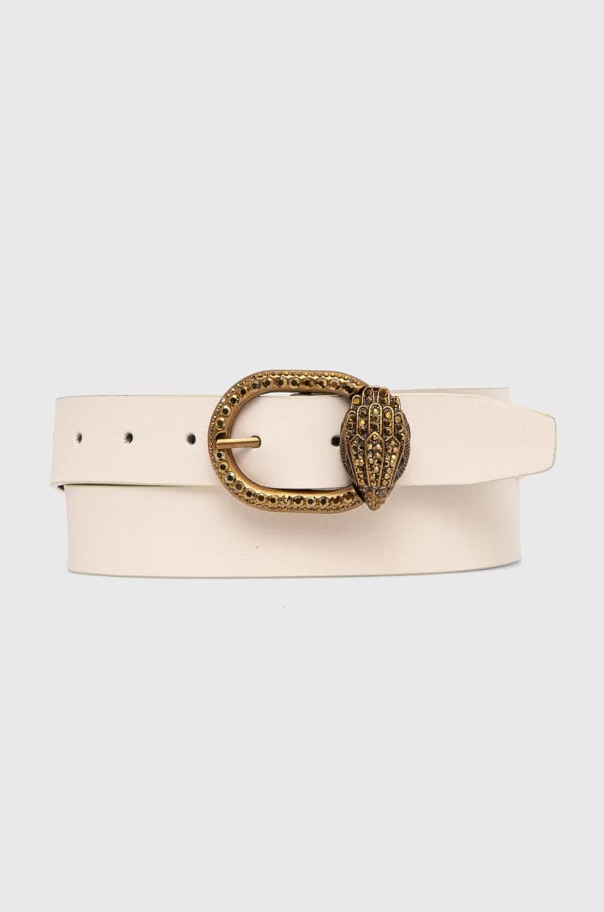Kurt Geiger London curea de piele MAYFAIR 30 BELT femei, culoarea bej, 758441109 Kurt Geiger London curea de piele MAYFAIR 30 BELT femei, culoarea bej, 758441109