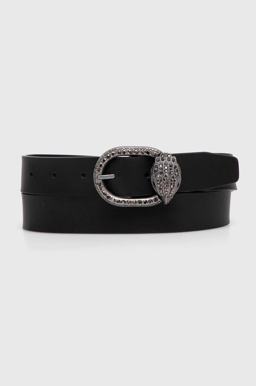 Kurt Geiger London curea de piele MAYFAIR 30 BELT femei, culoarea negru, 758402109