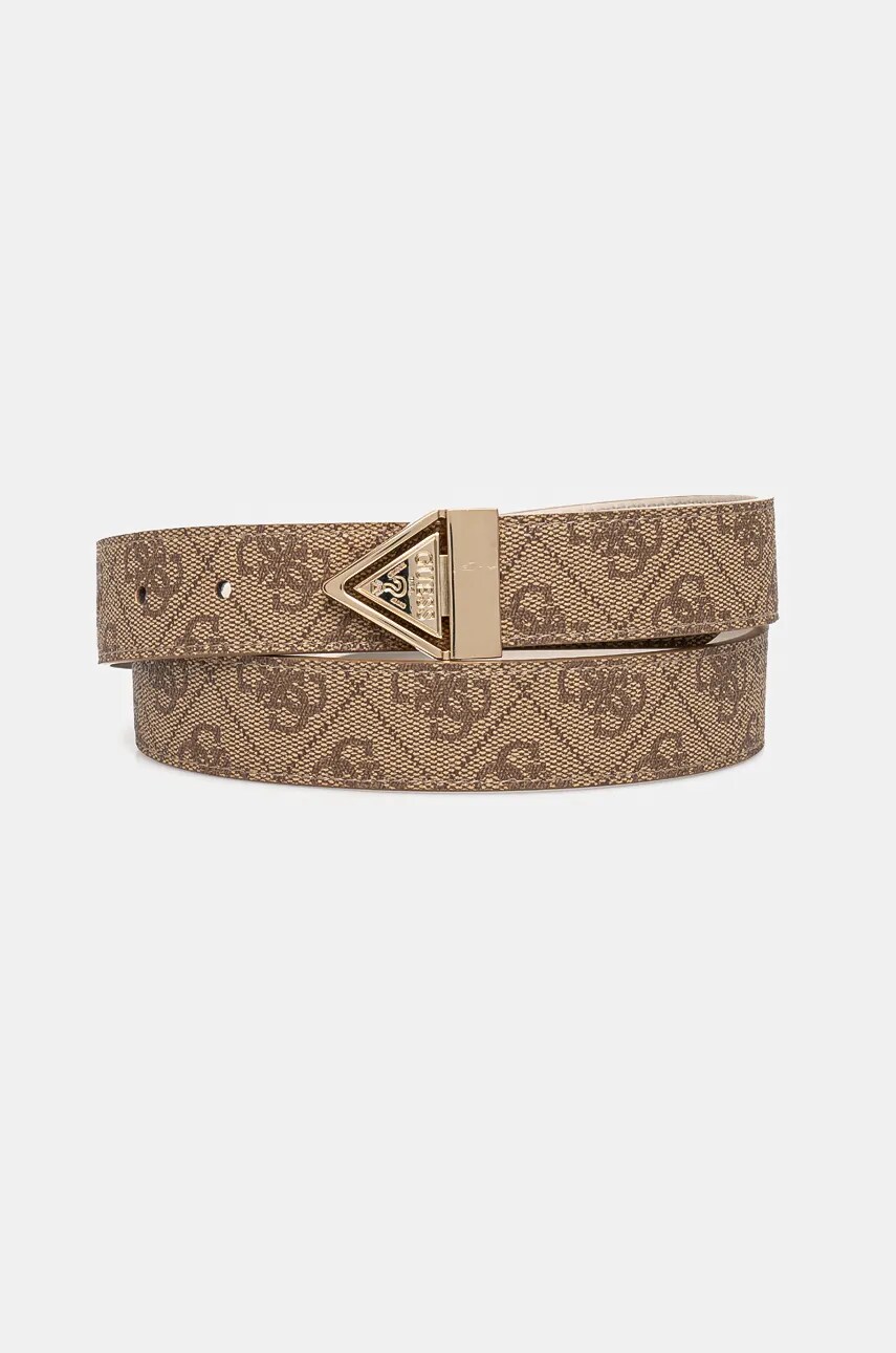Levně Oboustranný pásek Guess ECO ERICA dámský, hnědá barva, BW9142 P4330