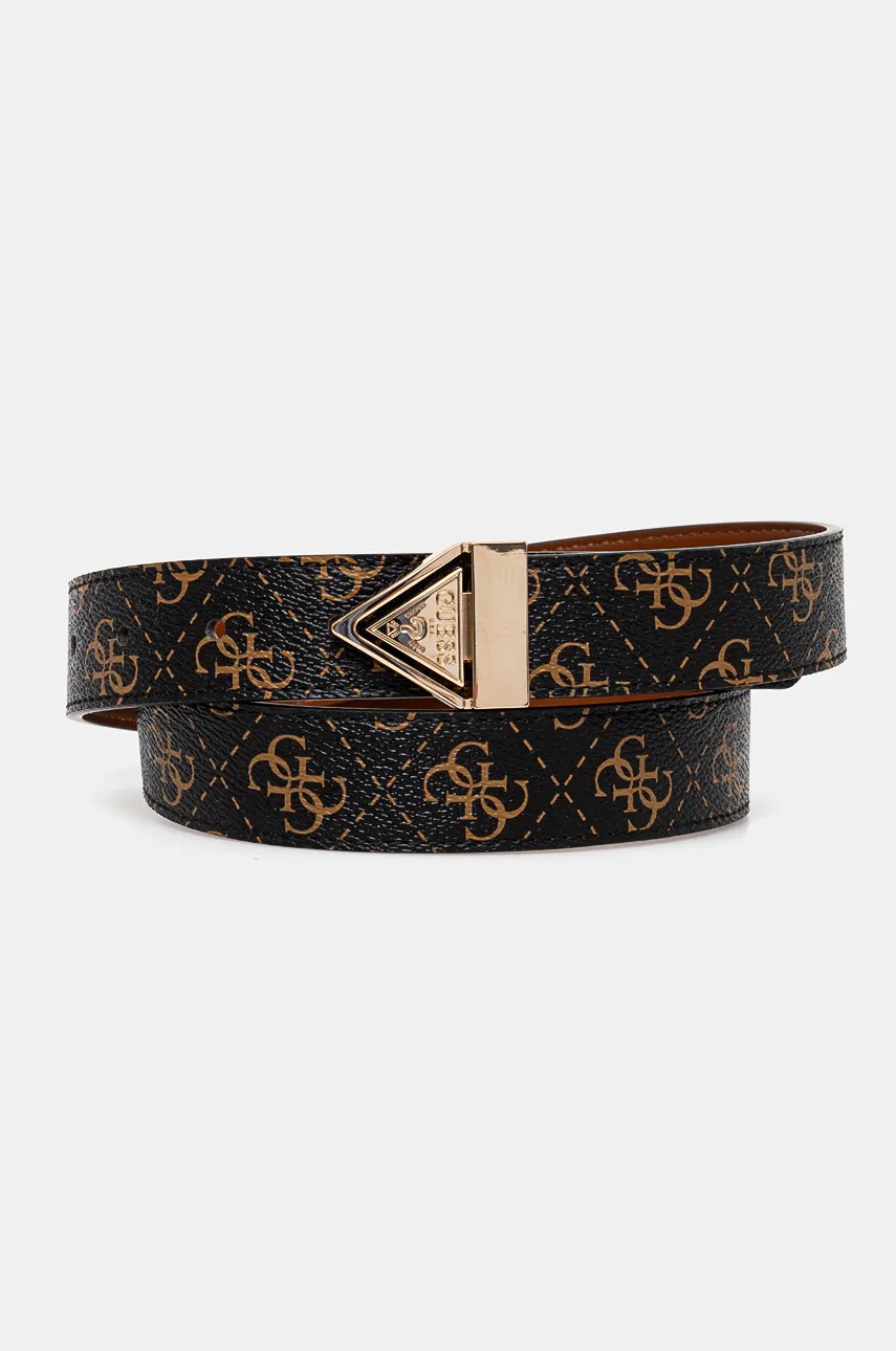 Levně Oboustranný pásek Guess ECO ERICA dámský, hnědá barva, BW9142 P4330