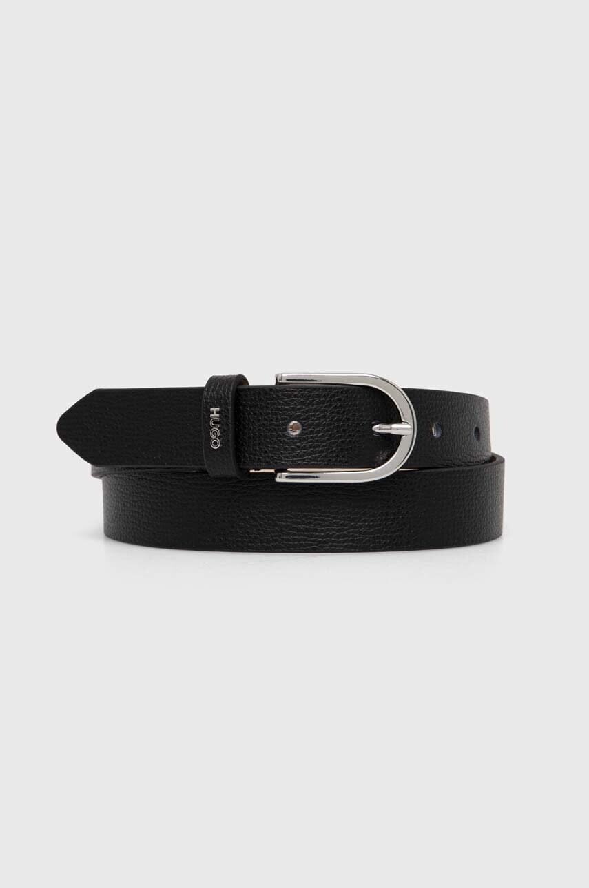 HUGO curea de piele femei, culoarea negru, 50516558