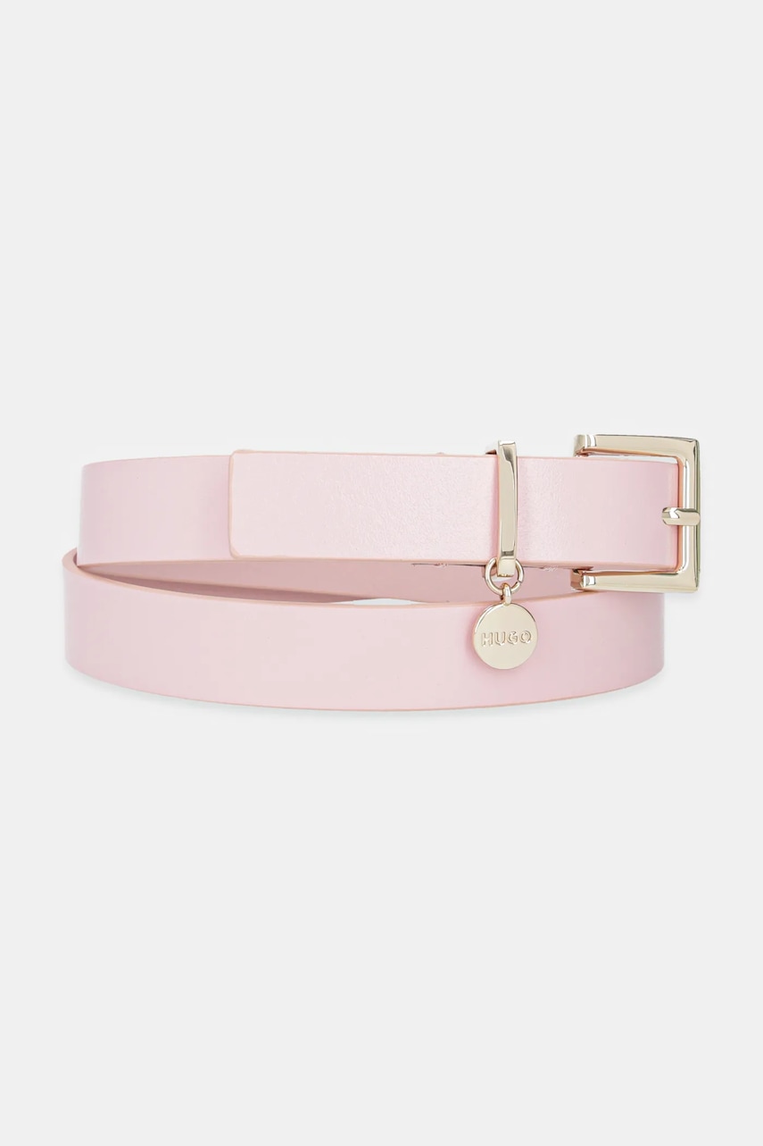 HUGO curea de piele culoarea alb, 50522644