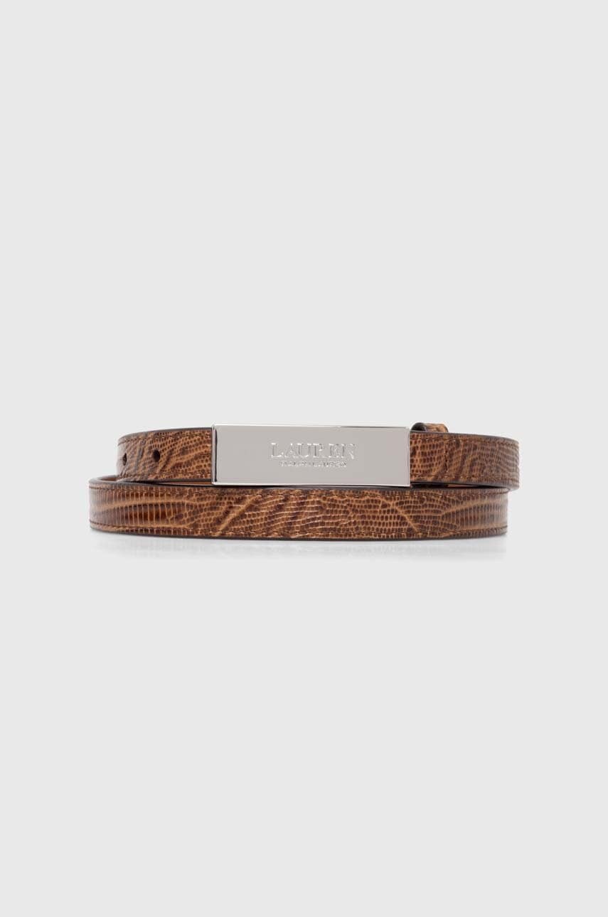 Levně Kožený pásek Lauren Ralph Lauren dámský, béžová barva, 412942223