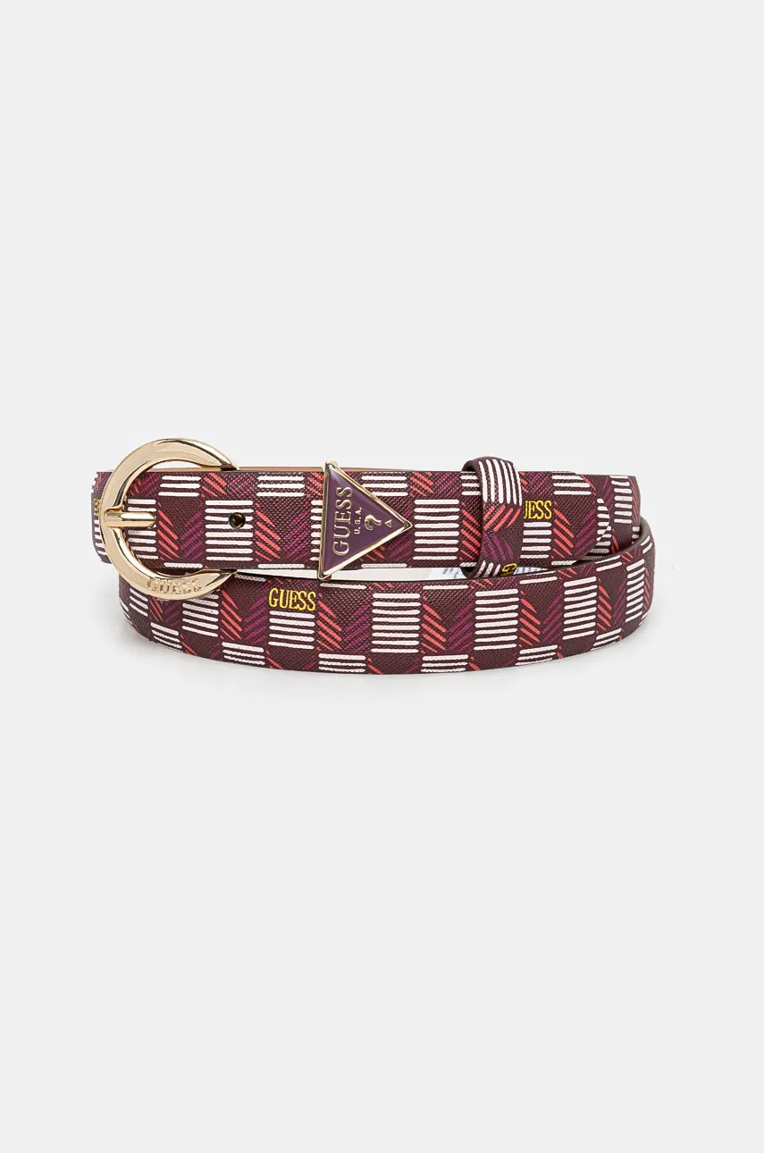 Levně Pásek Guess dámský, vínová barva, BW9178 P4425