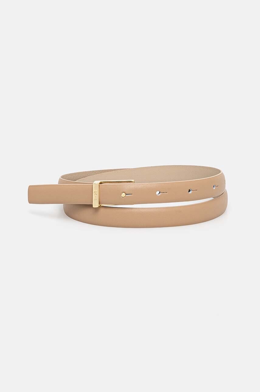 BOSS curea de piele femei, culoarea bej, 50522939