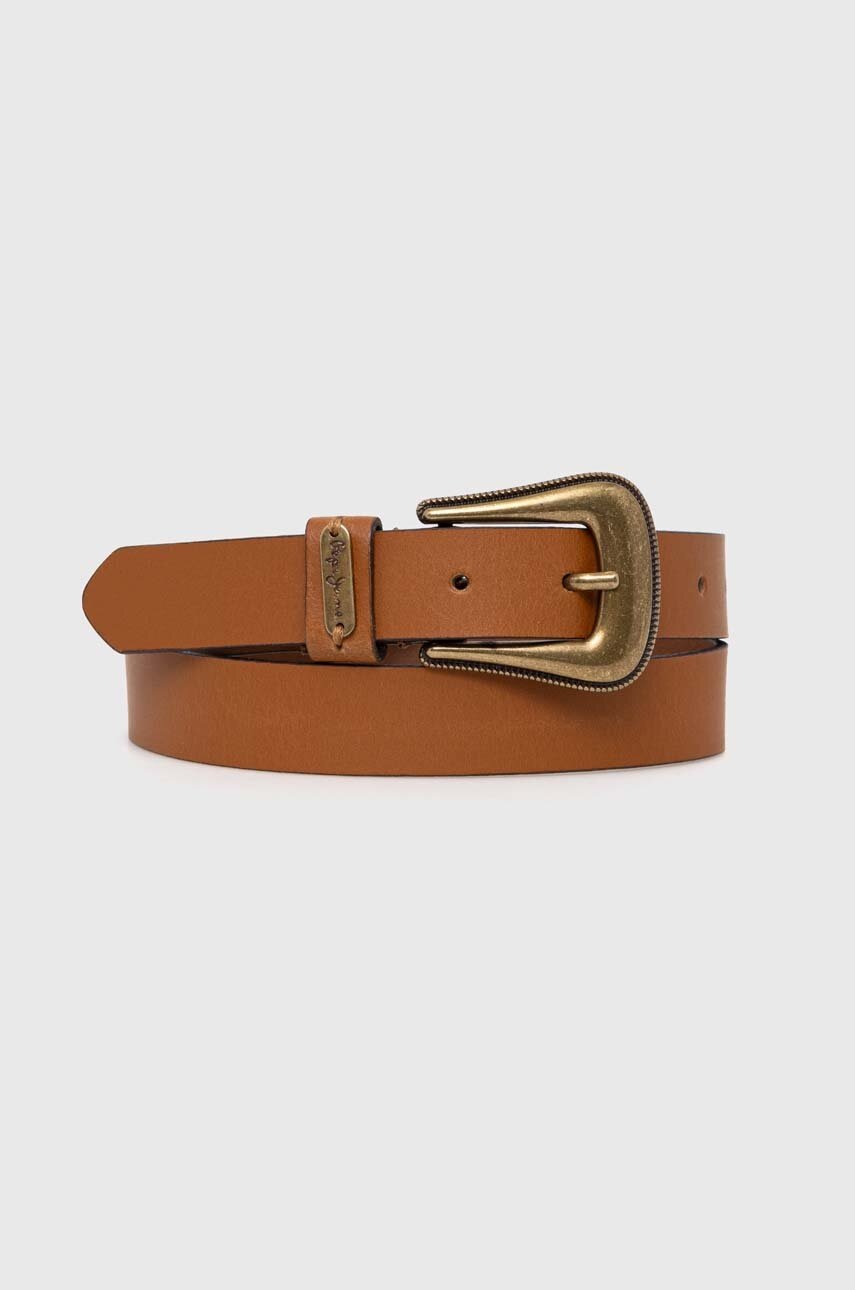 Pepe Jeans curea de piele MILDRED BELT femei, culoarea maro, PL020852