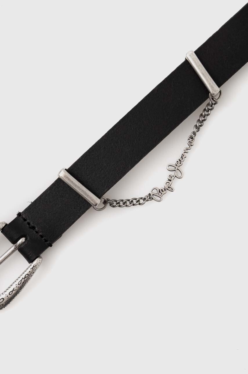 Шкіряний ремінь Pepe Jeans LEIGHTON BELT жіночий колір чорний PL020853 