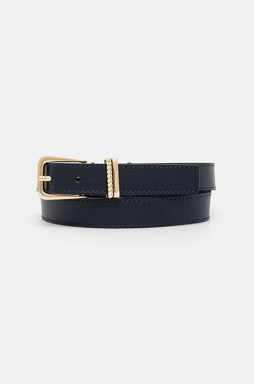 Levně Kožený pásek Tommy Hilfiger dámský, tmavomodrá barva, AW0AW16602