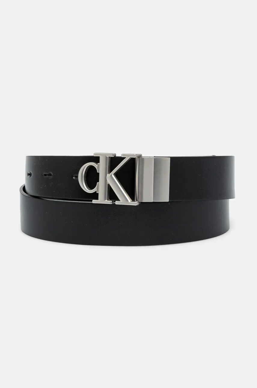 Levně Oboustranný kožený pásek Calvin Klein Jeans dámský, černá barva, K60K612288