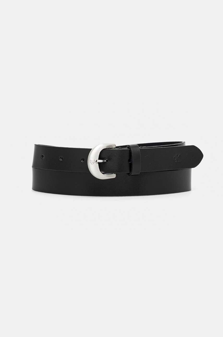 Levně Kožený pásek Calvin Klein Jeans dámský, černá barva, K60K612765