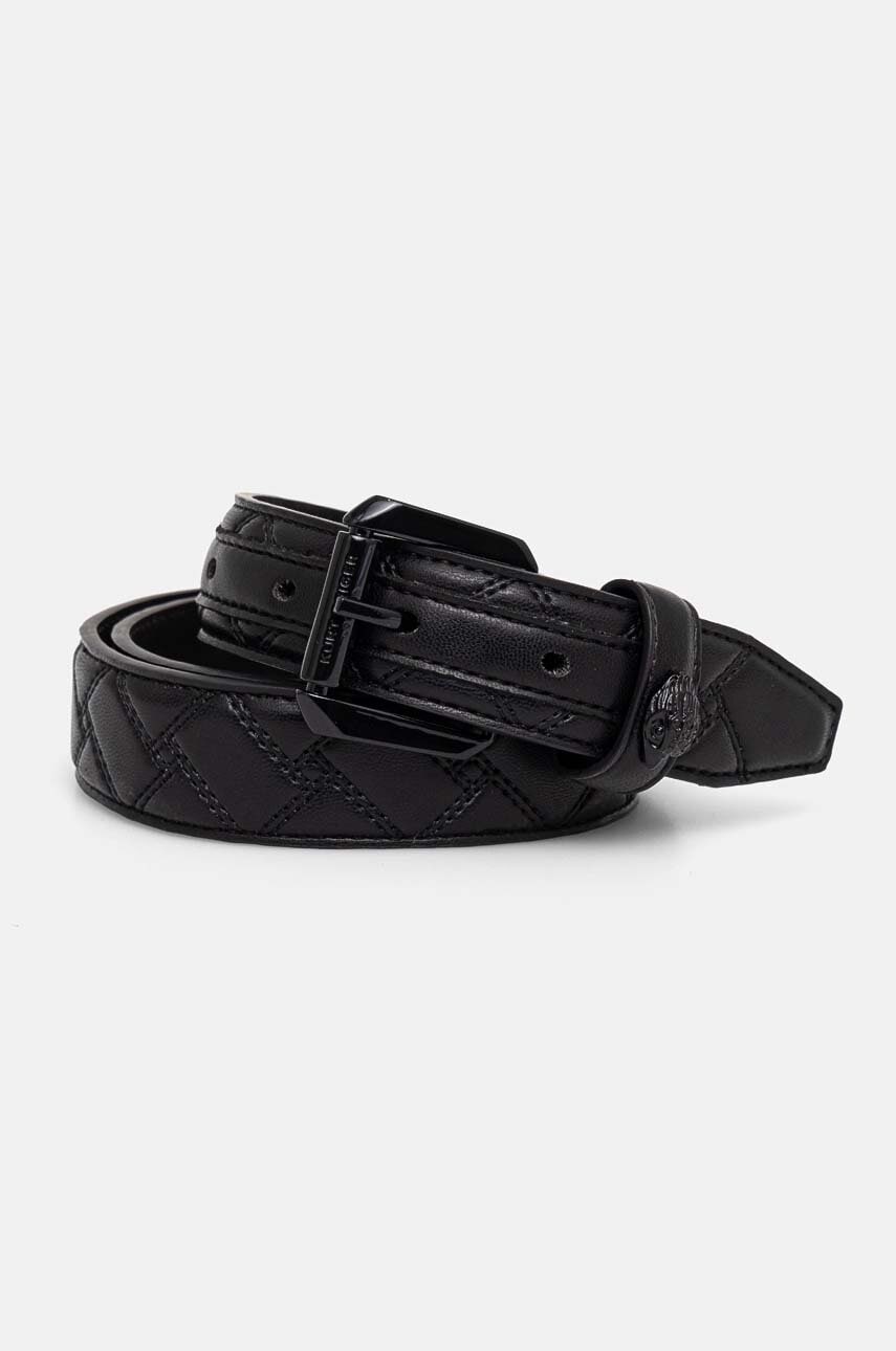 Kurt Geiger London curea de piele KENSINGTON femei, culoarea negru, 760209109