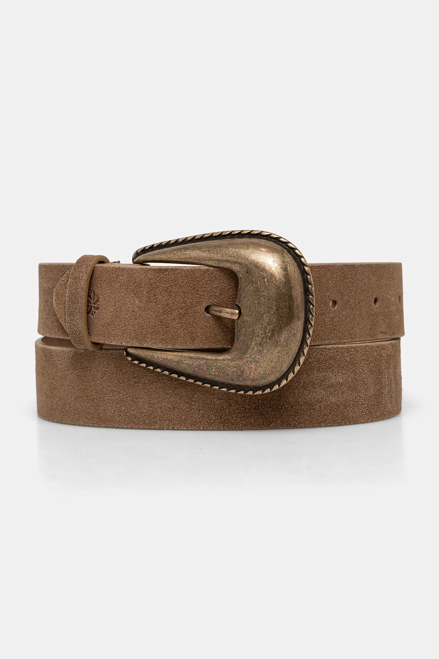 Hoss Intropia curea de piele femei, culoarea bej, 5028293