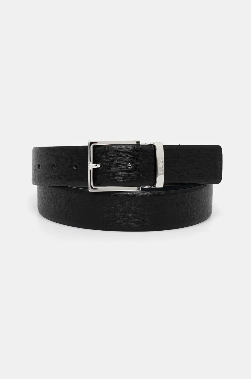 HUGO curea de piele barbati, culoarea negru, 50522618