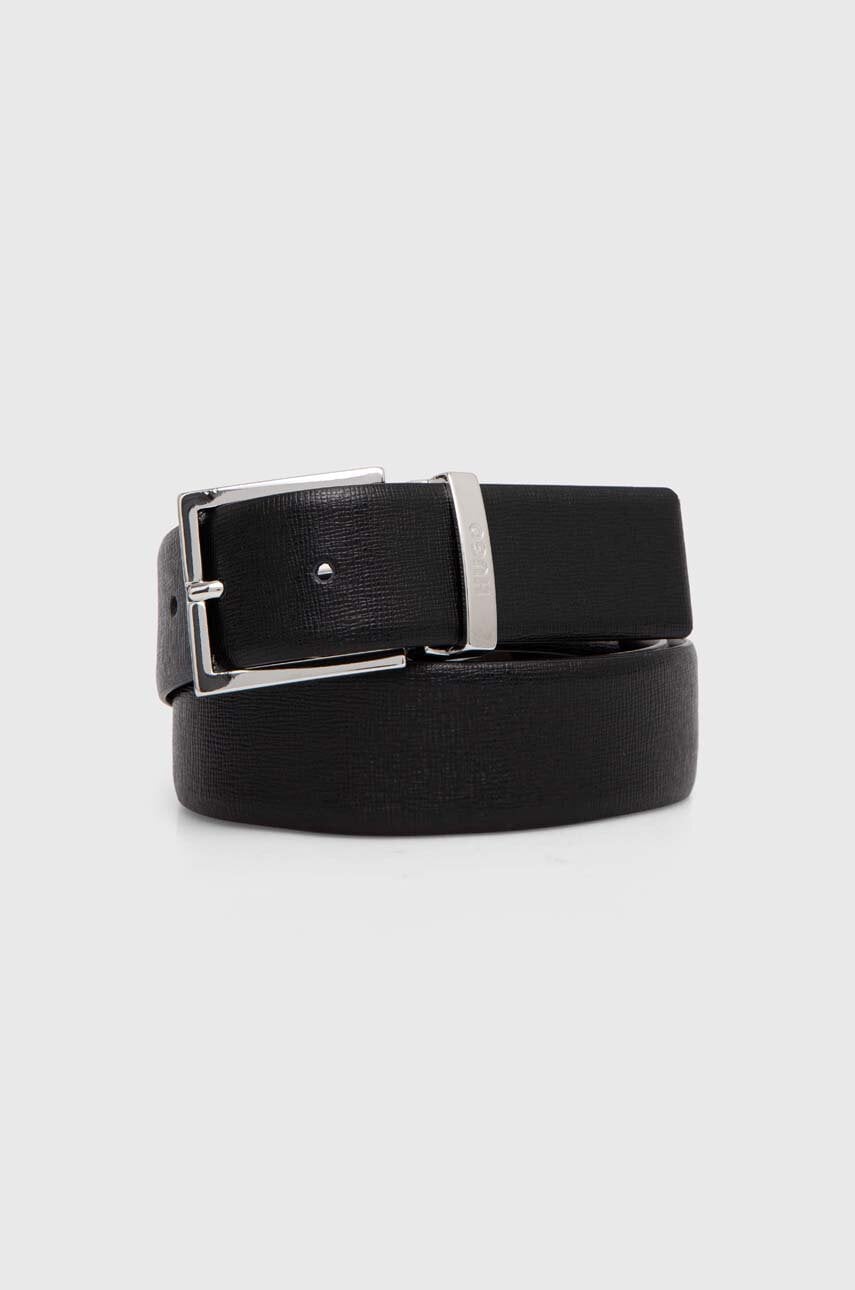 HUGO curea de piele barbati, culoarea negru, 50522618